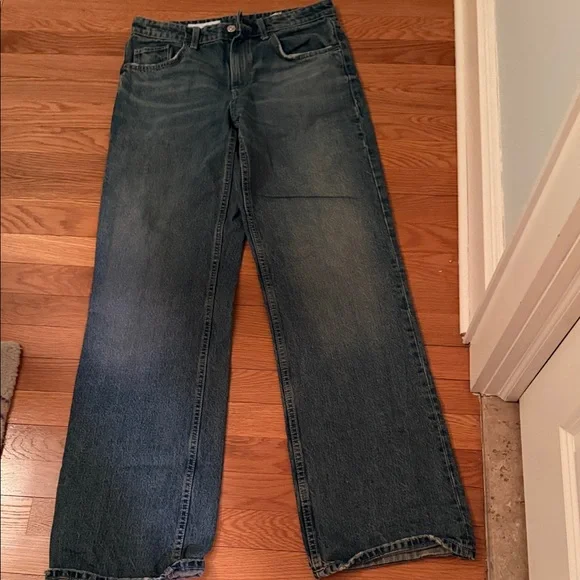 Zara Dark Blue Wide Leg Jeans - Picture 4 of 4